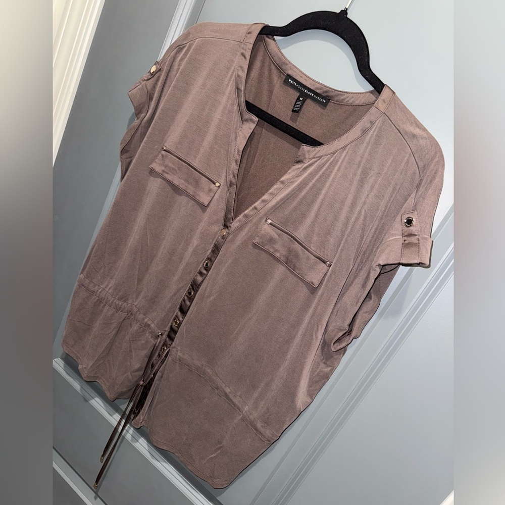 WHBM Utility Button-Down Blouse - Picture 2 of 7